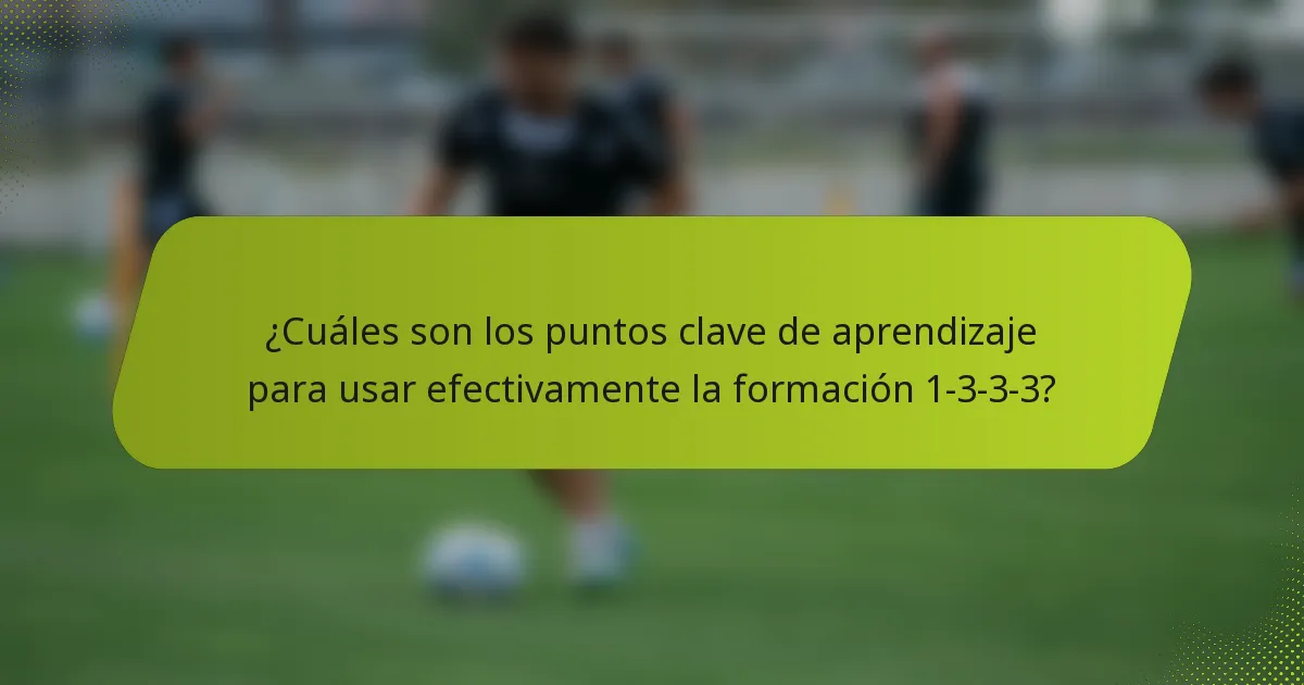 ¿Cuáles son los puntos clave de aprendizaje para usar efectivamente la formación 1-3-3-3?